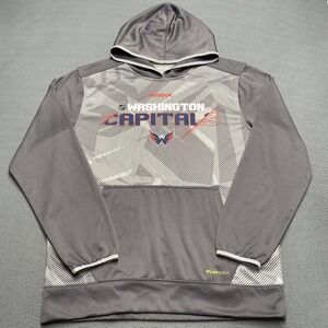 Washington Capitals Hoodie Mens Medium Gray NHL Hockey Center Ice PlayDry Reebok